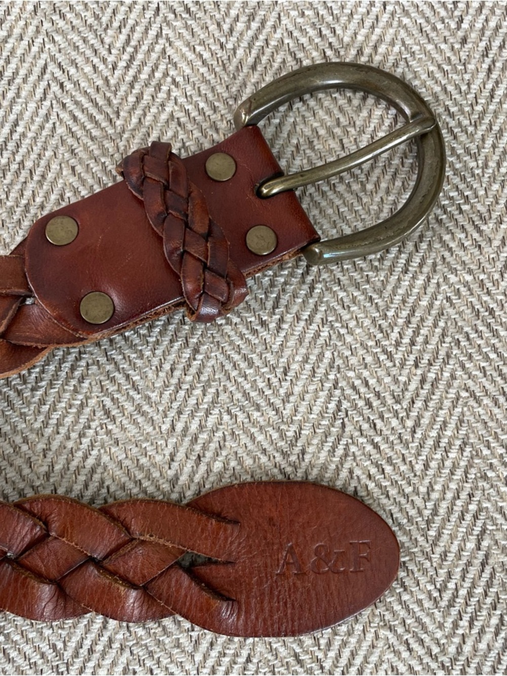 Abercrombie & Fitch Brown Braided Leather Belt XS Small - Picture 3 of 5